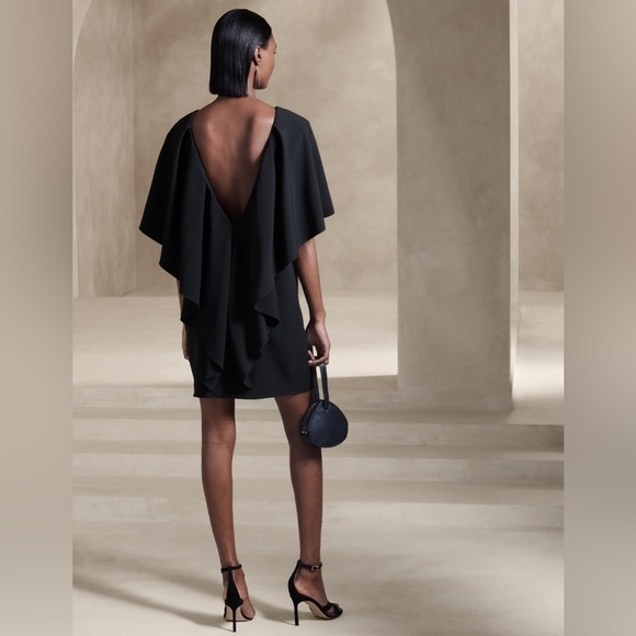 NWT! Banana Republic Black Forte Ruffle Mini Ruffle Dress - Size Medium🪁 - Picture 2 of 5